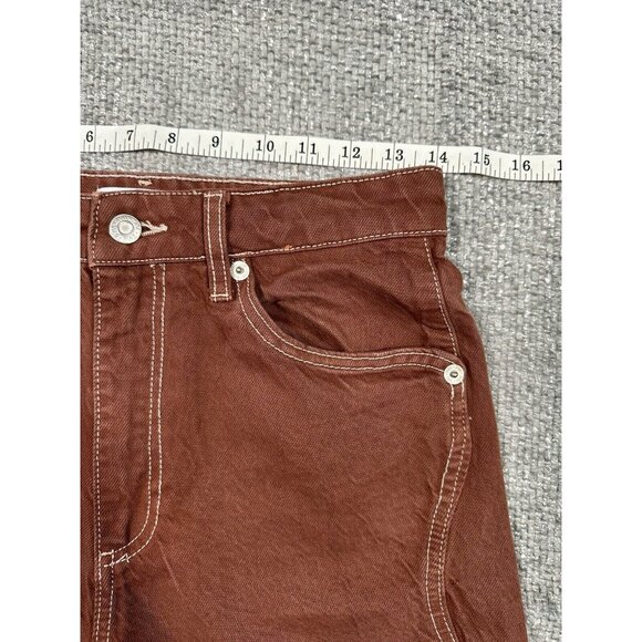 Zara Jeans Womens 4 28x33 Brown Wide Leg High Rise Raw Hem Boho - Picture 4 of 9
